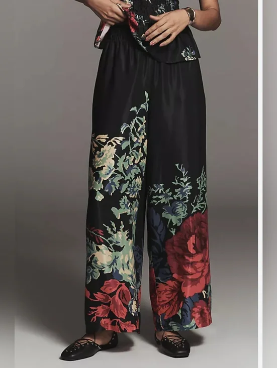 Anthropologie Wide Leg Silky Pants - Picture 1 of 7